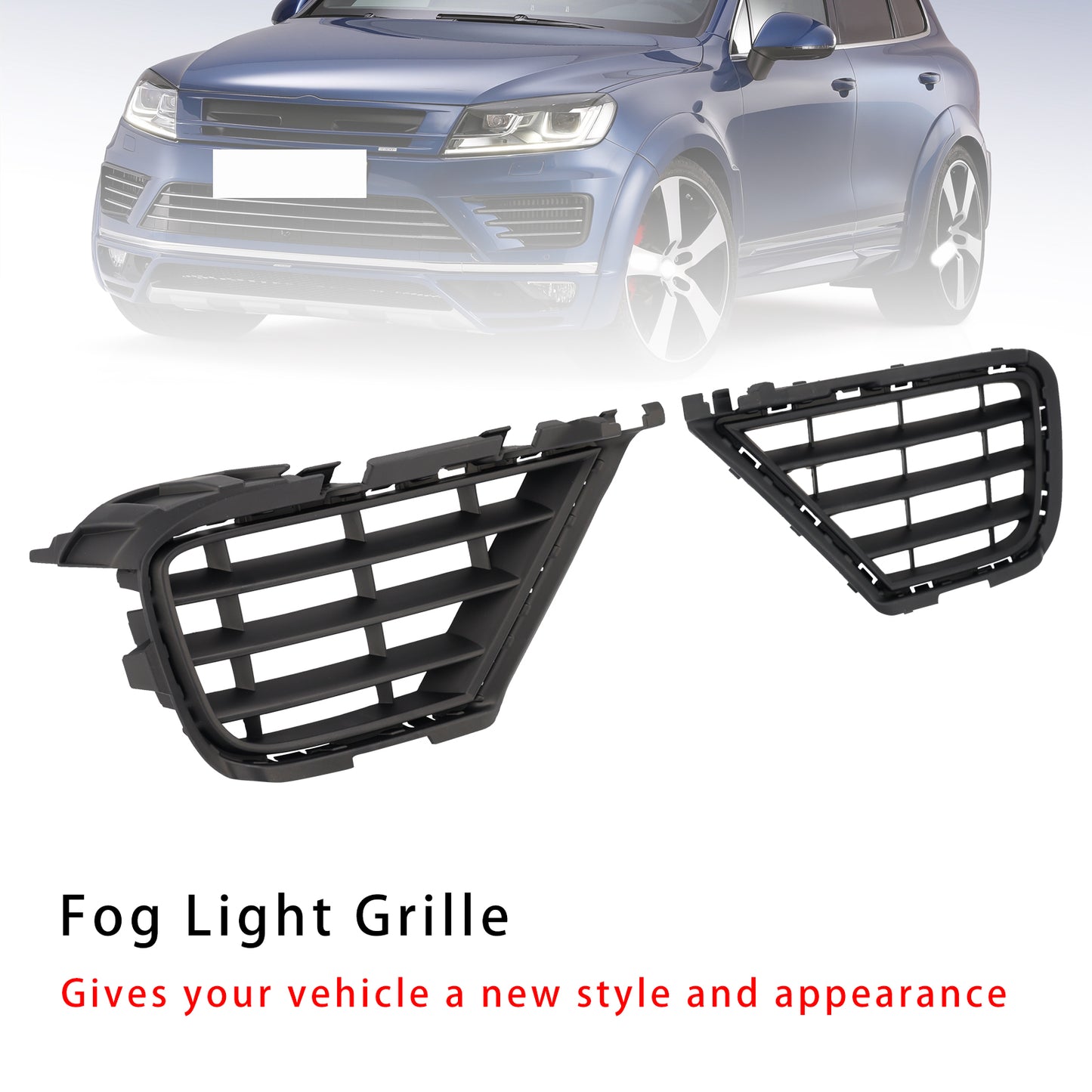 2PCS Front Lower Fog Light Cover Grille Grill Fit VW Touareg 7P 2015-2017