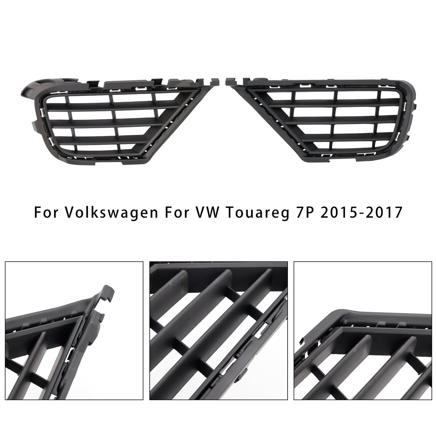 2PCS Front Lower Fog Light Cover Grille Grill Fit VW Touareg 7P 2015-2017