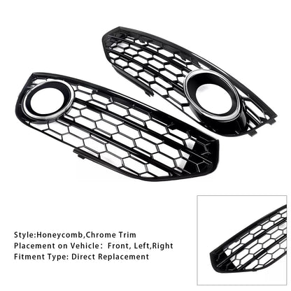 Front Bumper Honeycomb Fog Grille Cover For Audi A4 Allroad B8 2010-2015 Chrome