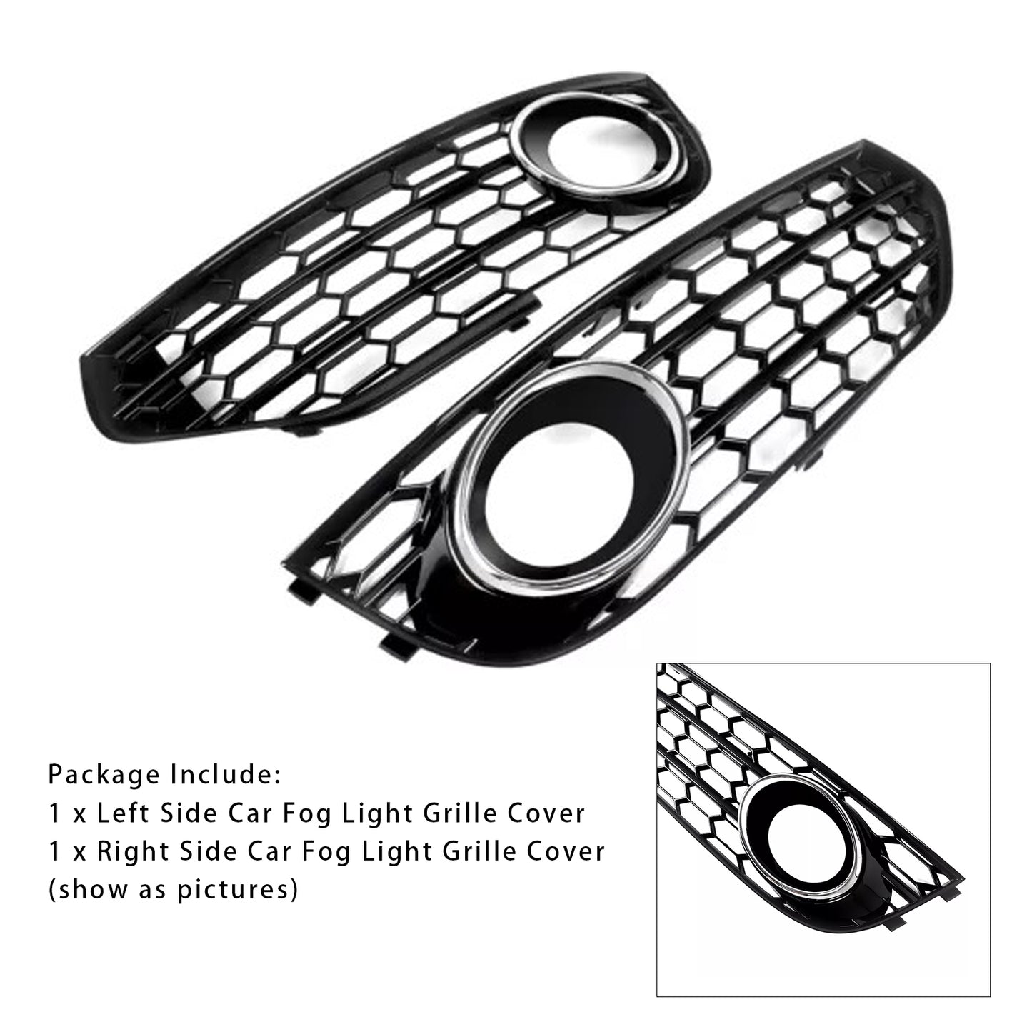 Front Bumper Honeycomb Fog Grille Cover For Audi A4 Allroad B8 2010-2015 Chrome