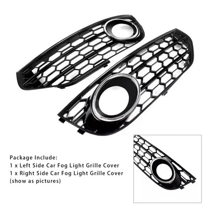 Front Bumper Honeycomb Fog Grille Cover For Audi A4 Allroad B8 2010-2015 Chrome