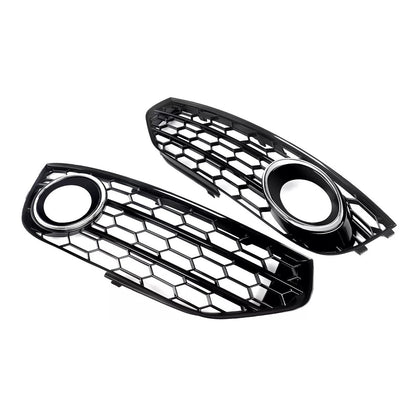 Front Bumper Honeycomb Fog Grille Cover For Audi A4 Allroad B8 2010-2015 Chrome