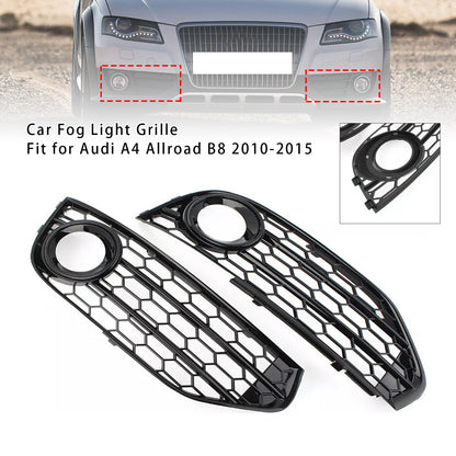 Front Bumper Honeycomb Fog Grille Cover For Audi A4 Allroad B8 2010-2015 Black