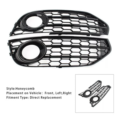 Front Bumper Honeycomb Fog Grille Cover For Audi A4 Allroad B8 2010-2015 Black