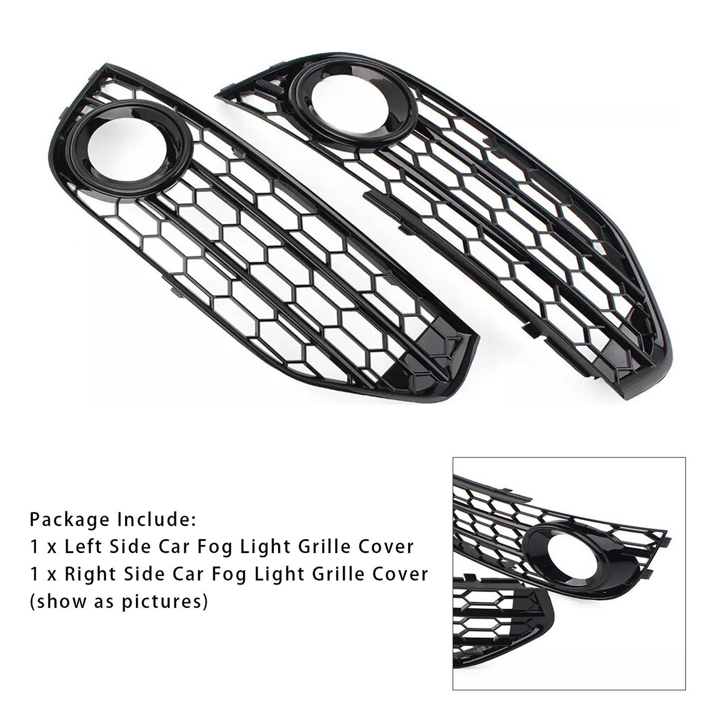 Front Bumper Honeycomb Fog Grille Cover For Audi A4 Allroad B8 2010-2015 Black