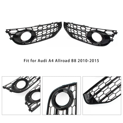 Front Bumper Honeycomb Fog Grille Cover For Audi A4 Allroad B8 2010-2015 Black