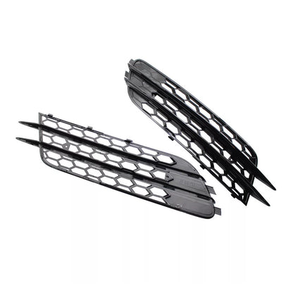 Front Bumper Honeycomb Fog Grille Cover For Audi A4 C7 2012-2015 Black