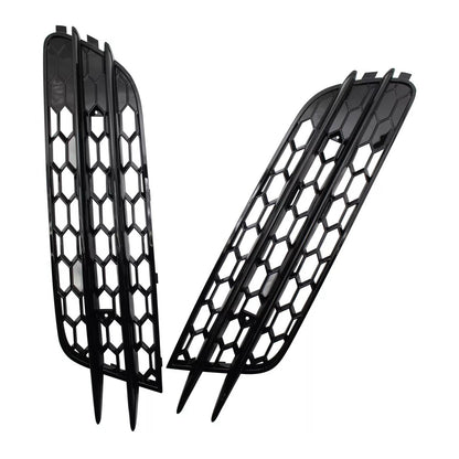 Front Bumper Honeycomb Fog Grille Cover For Audi A4 C7 2012-2015 Black