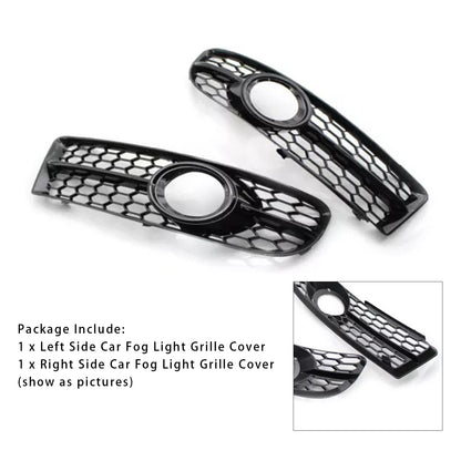 Front Bumper Honeycomb Fog Grille Cover For Audi A4 B7 S-Line S4 2005-2008 Black