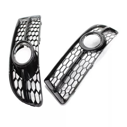 Front Bumper Honeycomb Fog Grille Cover For Audi A4 B7 S-Line S4 2005-2008 Black