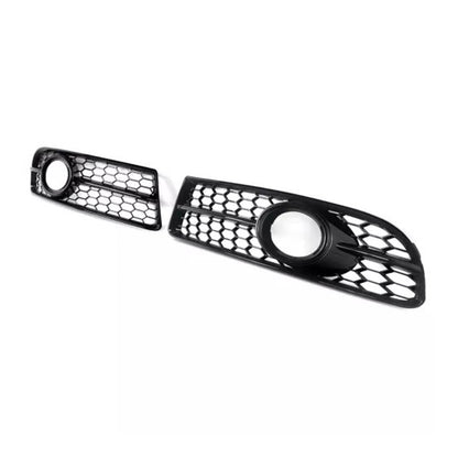 Front Bumper Honeycomb Fog Grille Cover For Audi A4 B7 S-Line S4 2005-2008 Black
