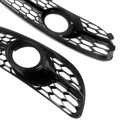 Front Bumper Honeycomb Fog Grille Cover For Audi A4 B7 S-Line S4 2005-2008 Black