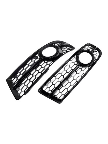 Front Bumper Honeycomb Fog Grille Cover For Audi A4 B7 S-Line S4 2005-2008 Black