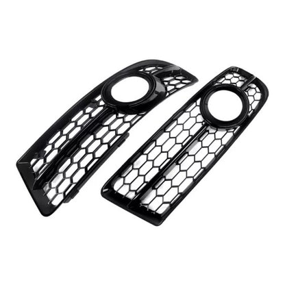 Front Bumper Honeycomb Fog Grille Cover For Audi A4 B7 S-Line S4 2005-2008 Black