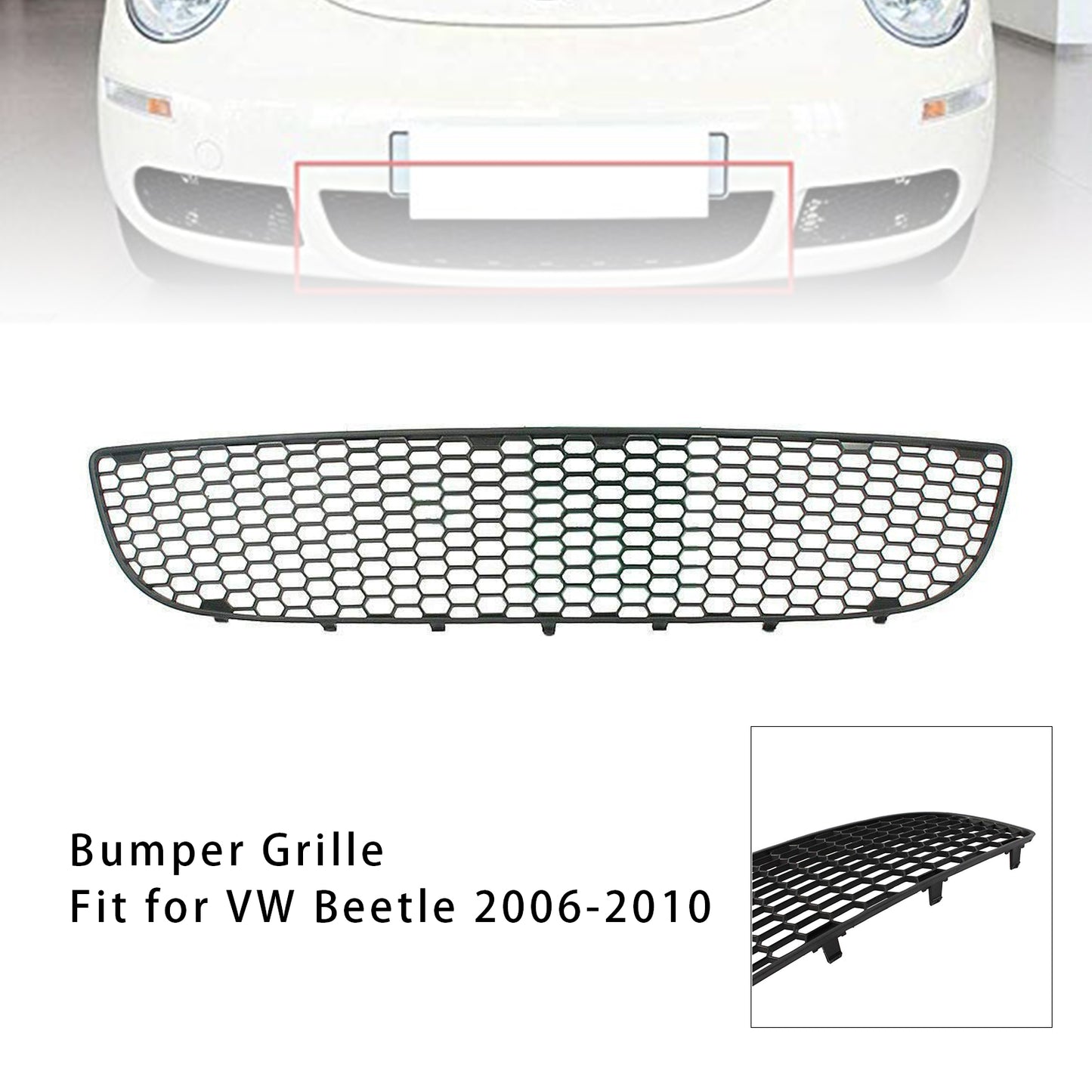 Front Lower Bumper Center Honeycombed Mesh Grille For VW Beetle 2006-2010