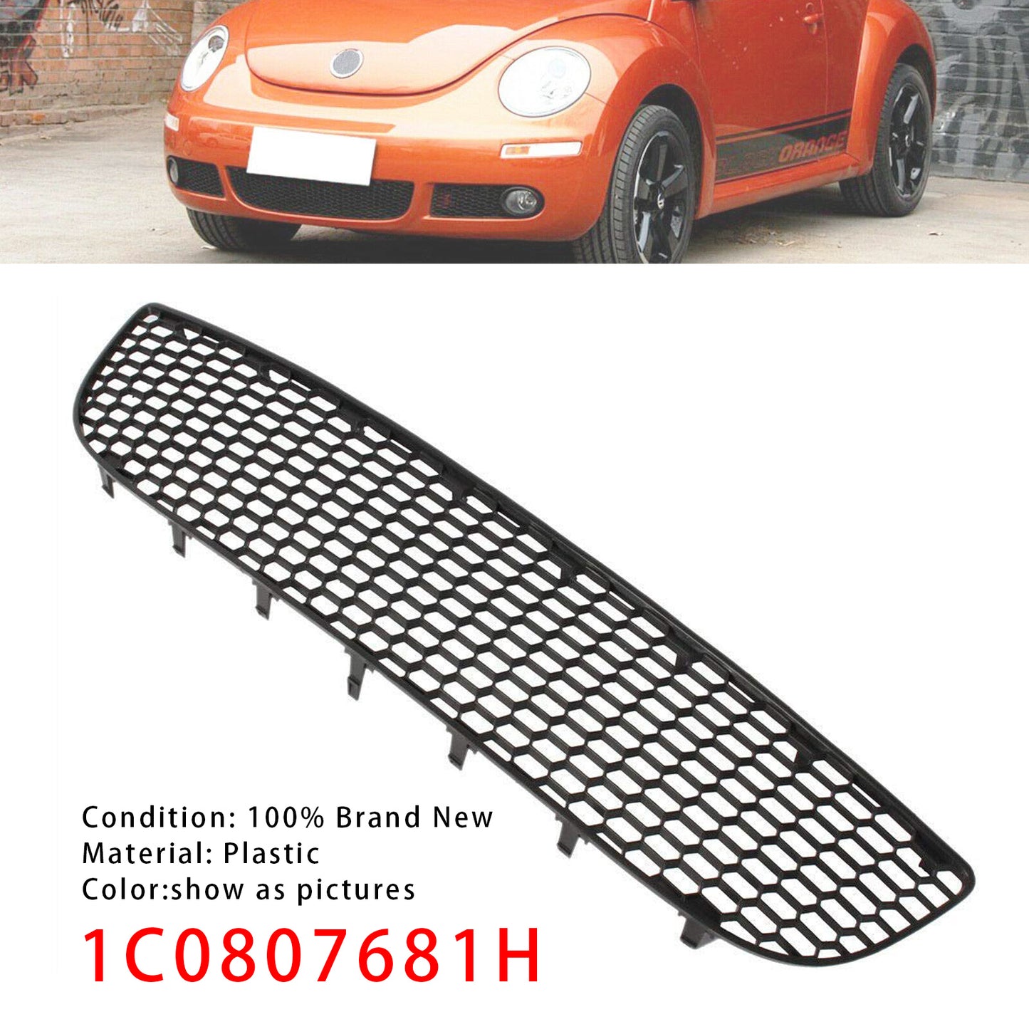 Front Lower Bumper Center Honeycombed Mesh Grille For VW Beetle 2006-2010