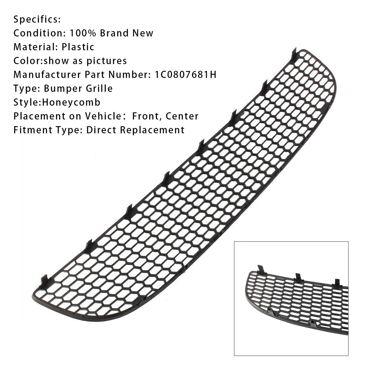 Front Lower Bumper Center Honeycombed Mesh Grille For VW Beetle 2006-2010
