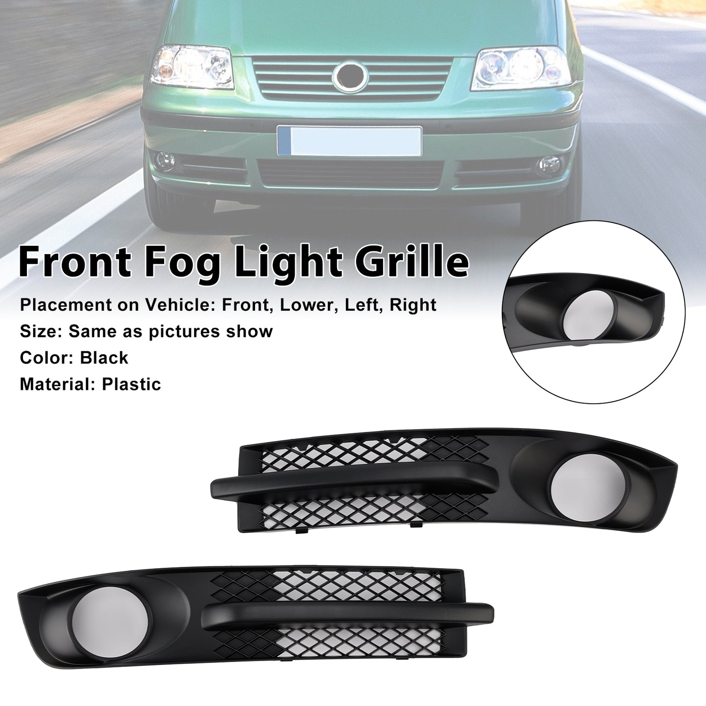 VW Sharan 7M 2000-2010 W/ Foglight Hole Front Bumper Fog Light Grill
