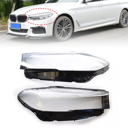 2PCS Headlight Headlamp Lens Cover Shell For BMW 5 SERIES G30 G38 2020-2022