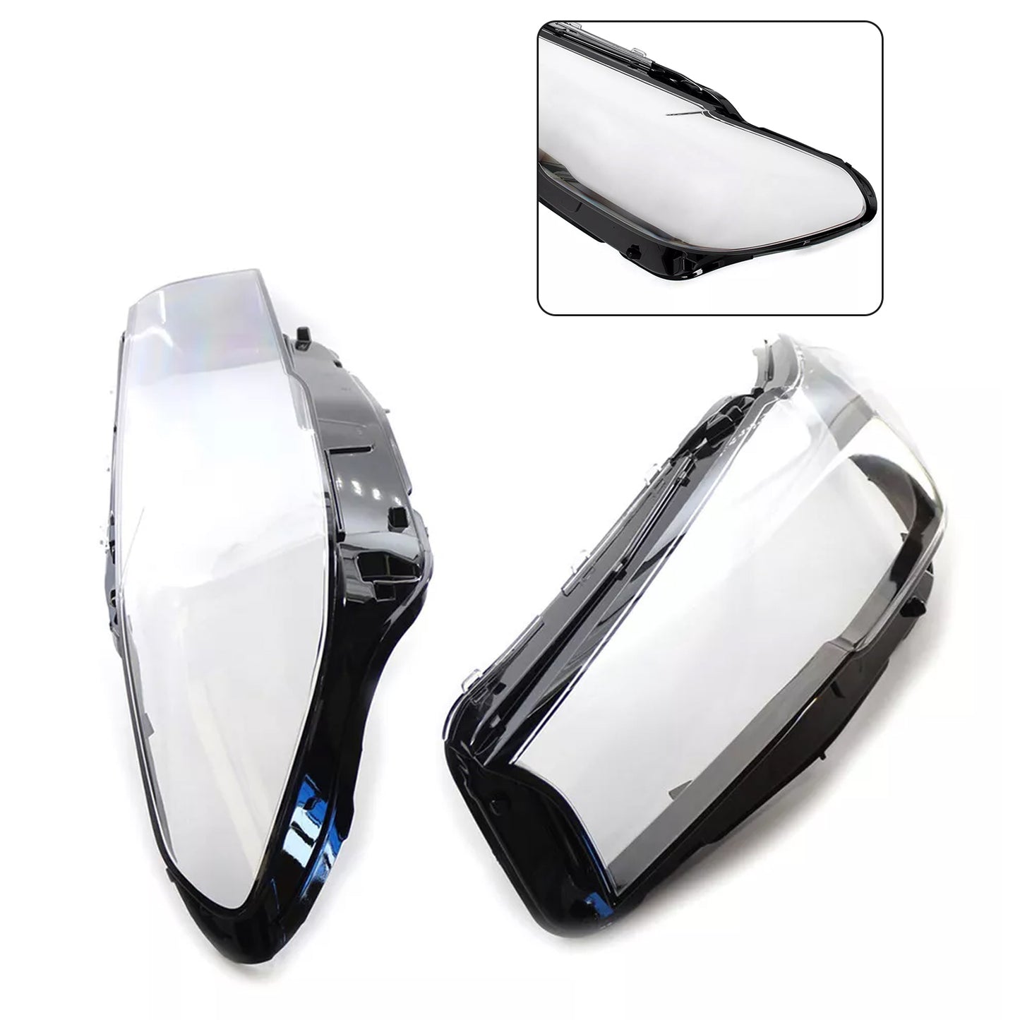 2PCS Headlight Headlamp Lens Cover Shell For BMW 5 SERIES G30 G38 2020-2022