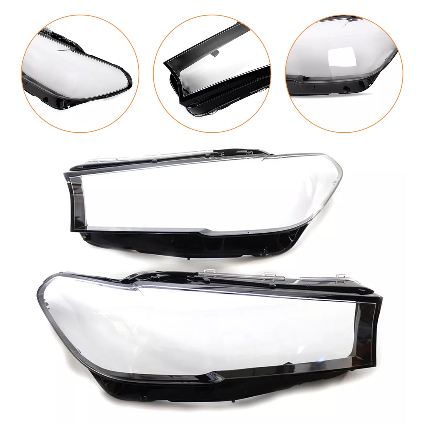 2PCS Headlight Headlamp Lens Cover Shell For BMW 5 SERIES G30 G38 2020-2022