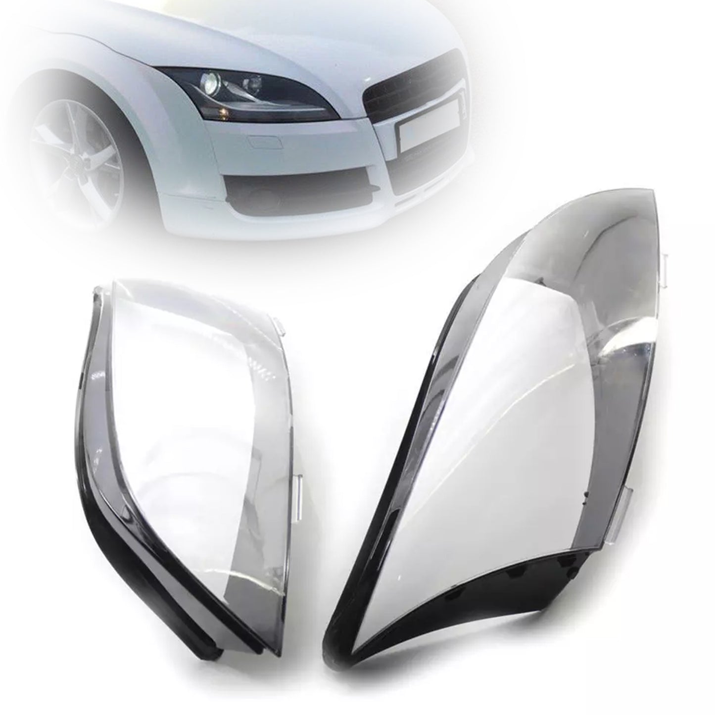 2PCS Headlight Headlamp Lens Cover Shell For AUDI TT 2008-2014
