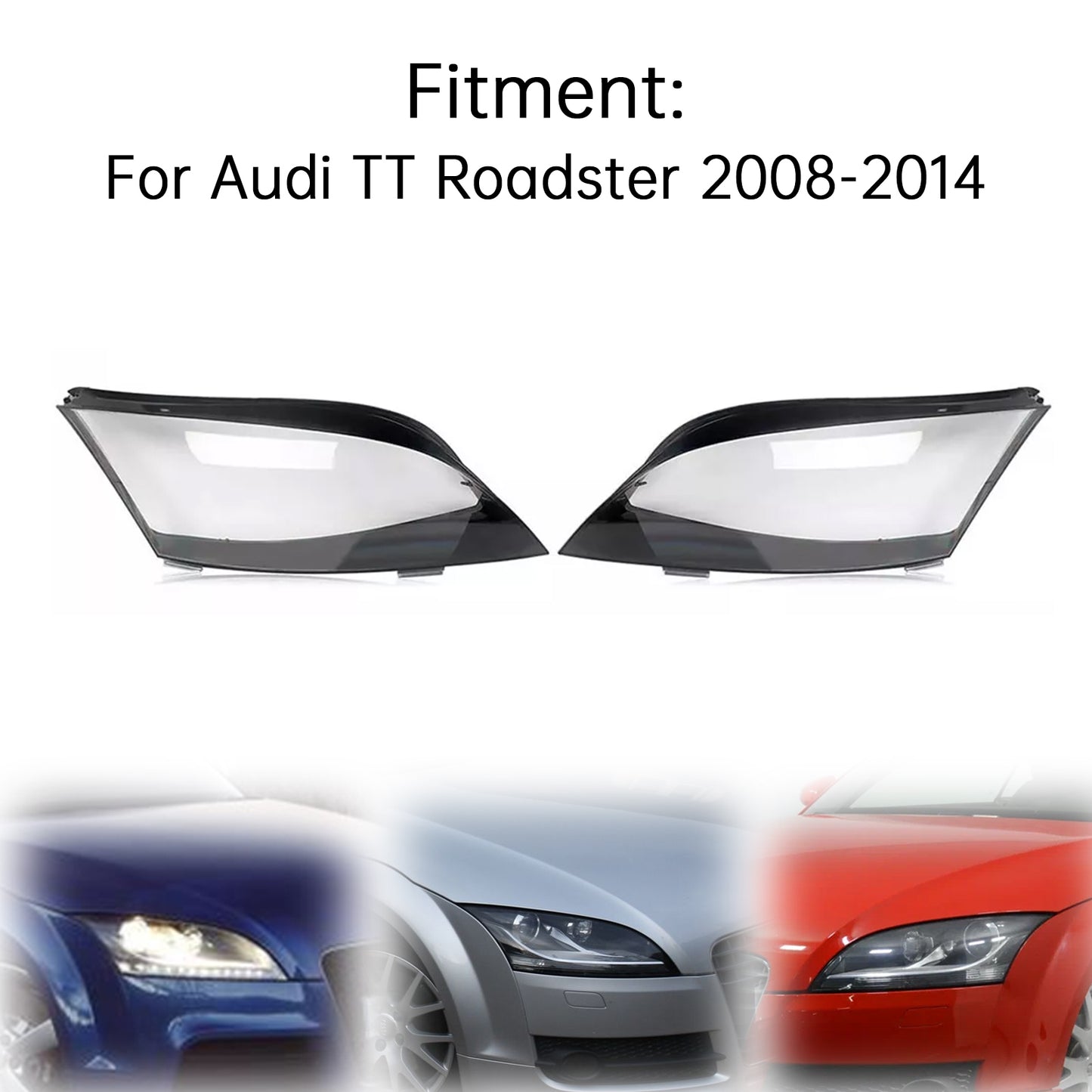 2PCS Headlight Headlamp Lens Cover Shell For AUDI TT 2008-2014