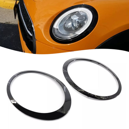2PCS Gloss Black Headlight Bezel Trim Ring For Mini Cooper F55 F56 F57 2014-2021