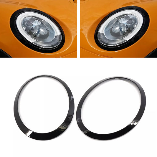 2PCS Gloss Black Headlight Bezel Trim Ring For Mini Cooper F55 F56 F57 2014-2021