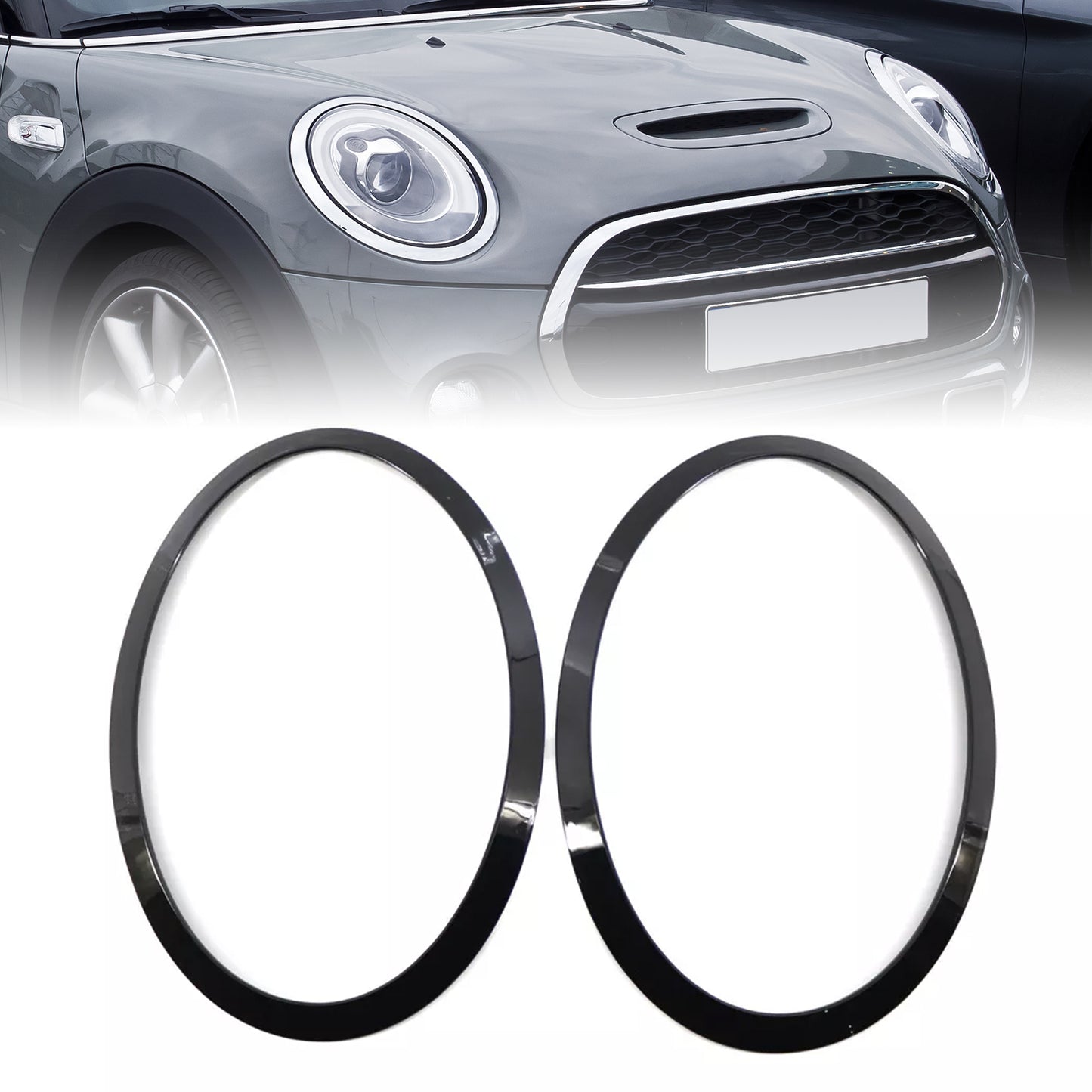 2PCS Gloss Black Headlight Bezel Trim Ring For Mini Cooper F55 F56 F57 2014-2021