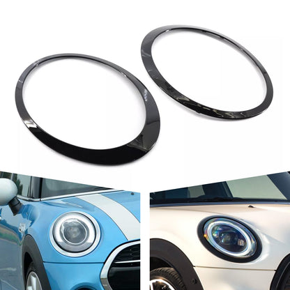 2PCS Gloss Black Headlight Bezel Trim Ring For Mini Cooper F55 F56 F57 2014-2021