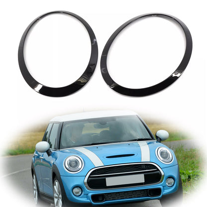 2PCS Gloss Black Headlight Bezel Trim Ring For Mini Cooper F55 F56 F57 2014-2021