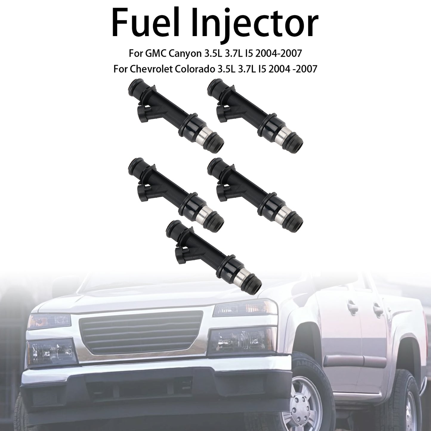 5PCS Fuel Injector 12589465 Fit Hummer H3 Fit Chevrolet Trailblazer Colorado