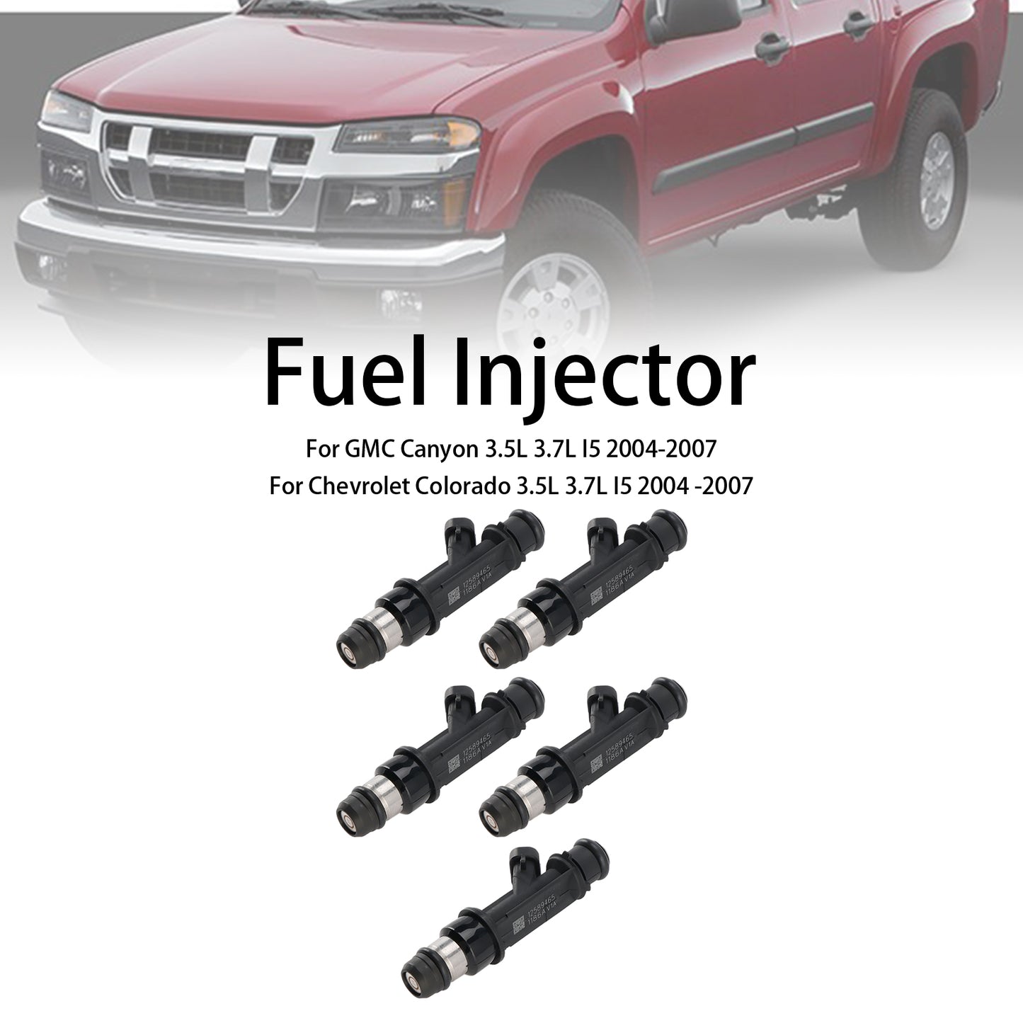 5PCS Fuel Injector 12589465 Fit Hummer H3 Fit Chevrolet Trailblazer Colorado