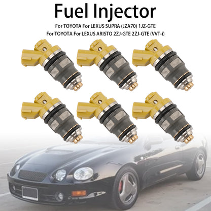 6PCS Fuel Injector 1001-87091 Fit Denso 650CC Fit Toyota Supra JZA80 2JZGTE 2JZ