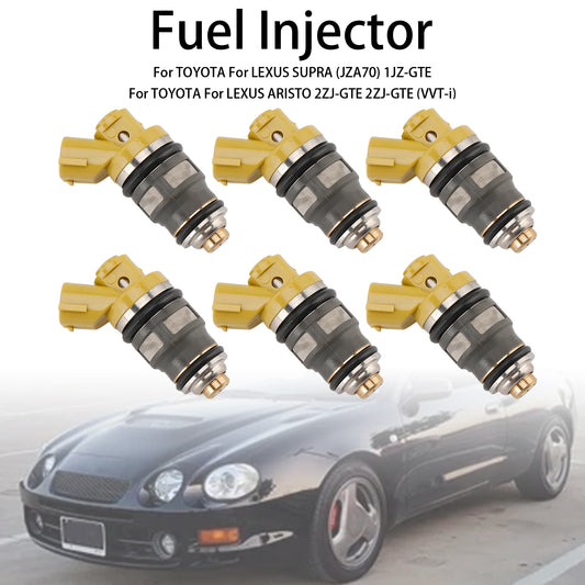 6PCS Fuel Injector 1001-87091 Fit Denso 650CC Fit Toyota Supra JZA80 2JZGTE 2JZ