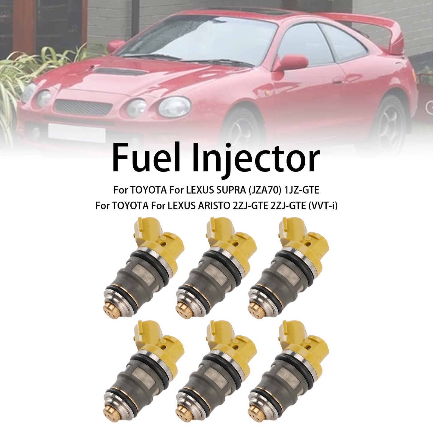 6PCS Fuel Injector 1001-87091 Fit Denso 650CC Fit Toyota Supra JZA80 2JZGTE 2JZ