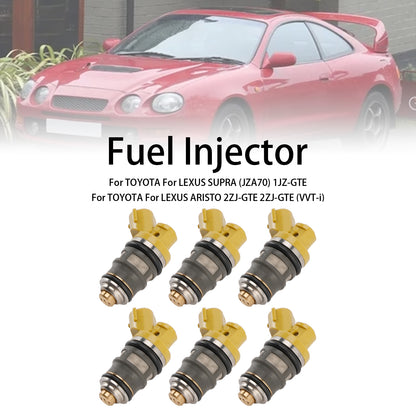 6PCS Fuel Injector 1001-87091 Fit Denso 650CC Fit Toyota Supra JZA80 2JZGTE 2JZ