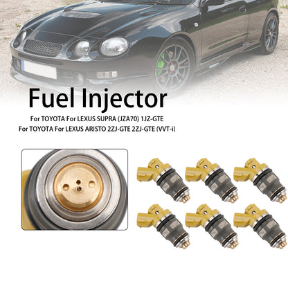 6PCS Fuel Injector 1001-87091 Fit Denso 650CC Fit Toyota Supra JZA80 2JZGTE 2JZ