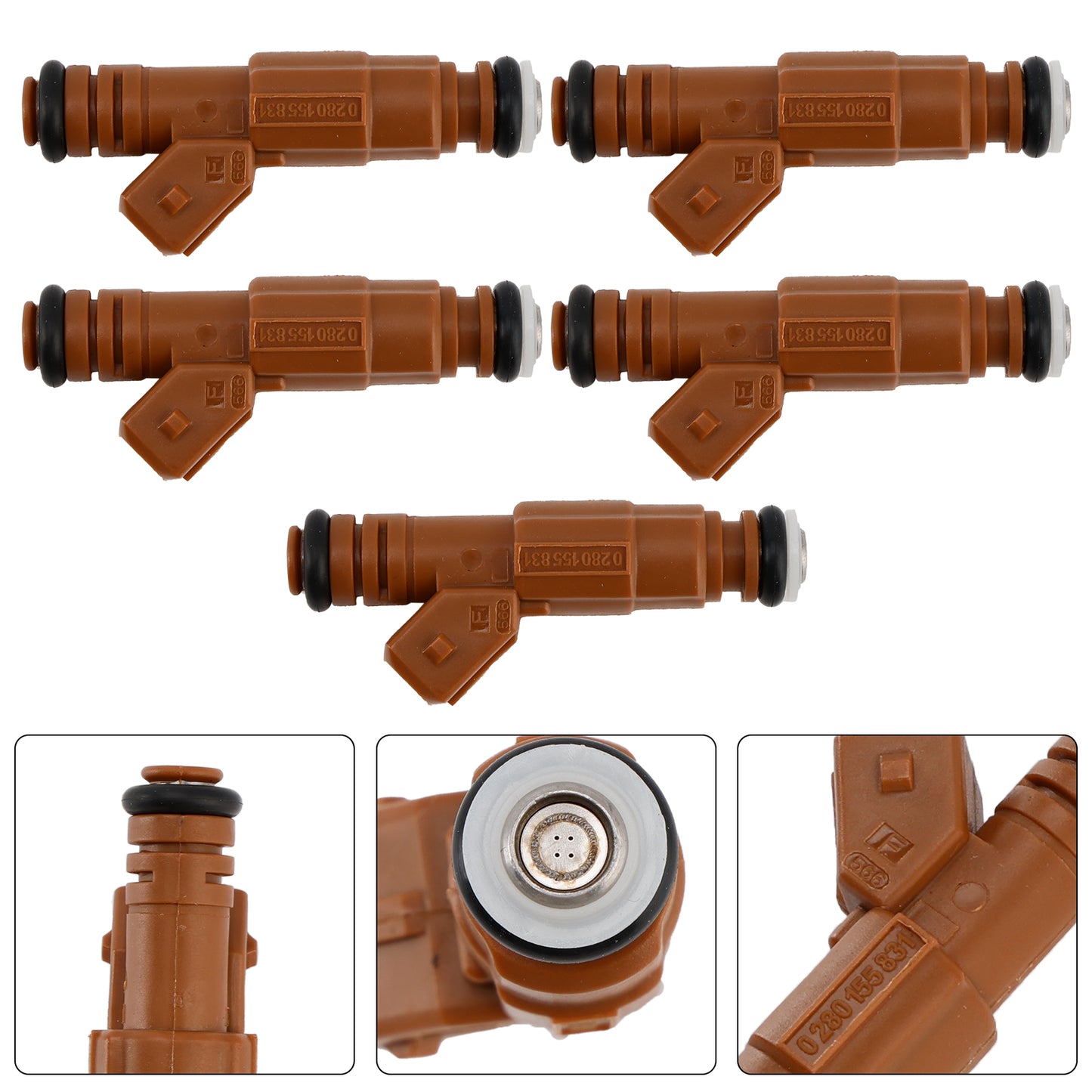 5PCS Fuel Injector 0280155831 Fit Volvo S60 S80 C70 XC90 2.4L 2.5L 1998-2009