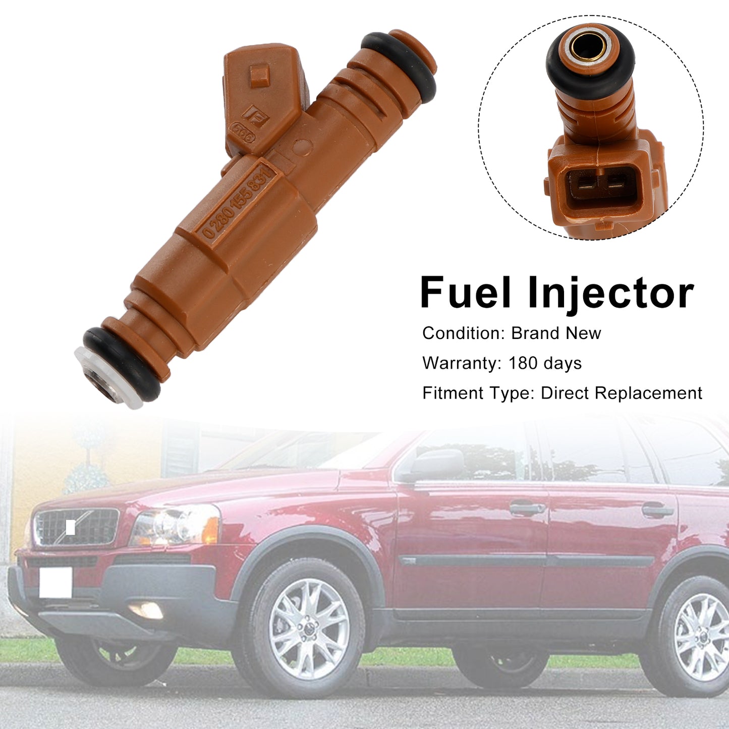 1PCS Fuel Injector 0280155831 Fit Volvo S60 S80 C70 XC90 2.4L 2.5L 1998-2009