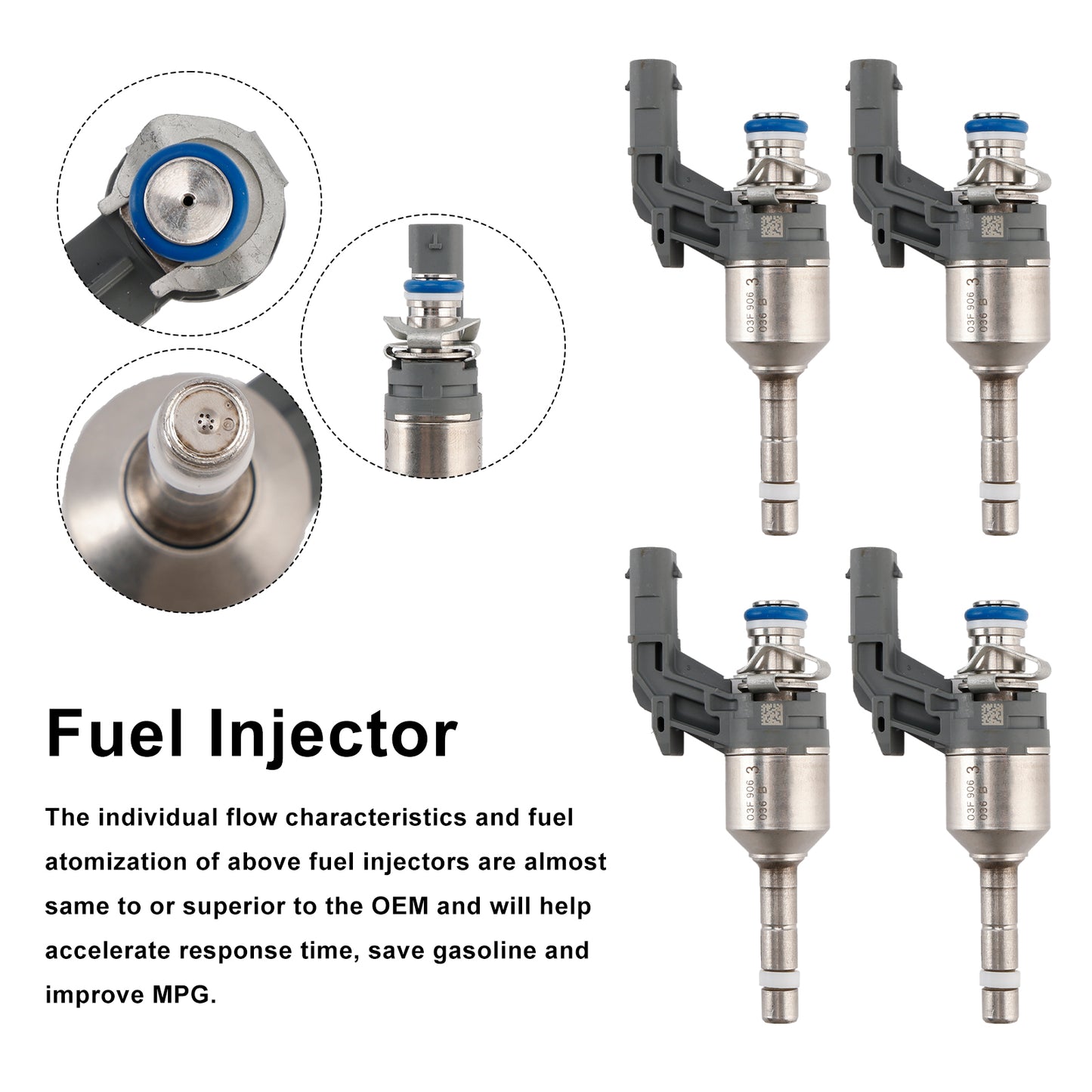 4PCS Fuel Injector 03F906036B Fit Audi A1 A3 Fit VW Beetle Golf 6 1.2 TSI/TSFI