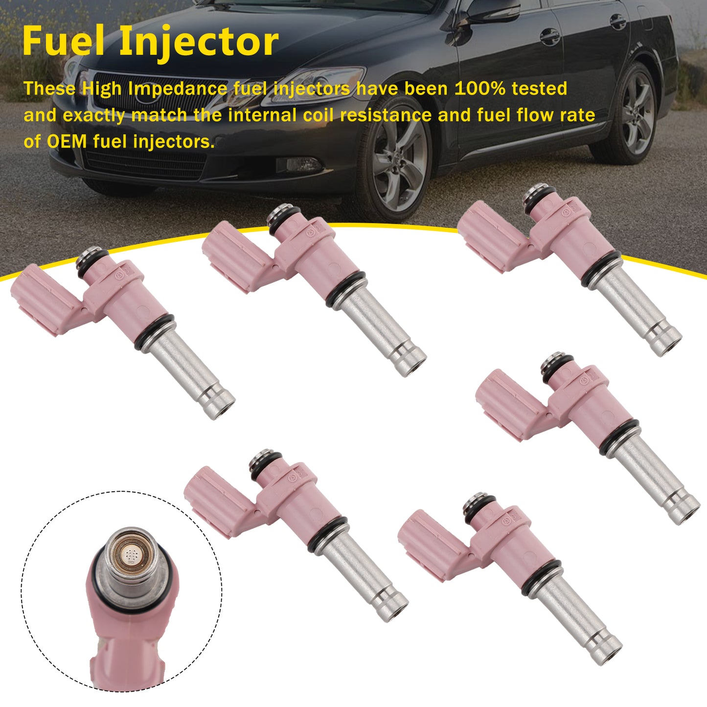 6PCS Fuel Injector 23250-31070 Fit Lexus GS350 3.5L V6 2007-2015 Fit RC350