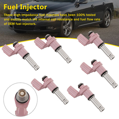 6PCS Fuel Injector 23250-31070 Fit Lexus GS350 3.5L V6 2007-2015 Fit RC350