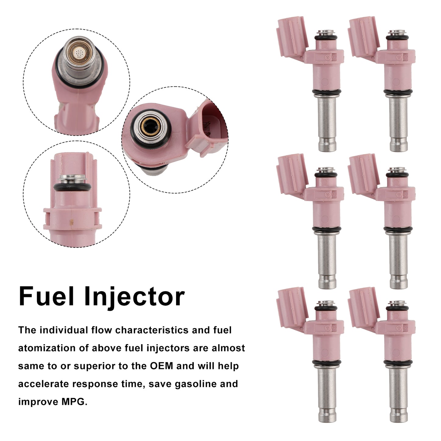 6PCS Fuel Injector 23250-31070 Fit Lexus GS350 3.5L V6 2007-2015 Fit RC350