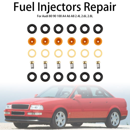 6PCS Fuel Injector O-Ring Filter Seal Fit Audi 80 90 100 A4 A6 A8 2.4 2.6 2.8