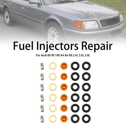 6PCS Fuel Injector O-Ring Filter Seal Fit Audi 80 90 100 A4 A6 A8 2.4 2.6 2.8