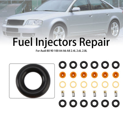 6PCS Fuel Injector O-Ring Filter Seal Fit Audi 80 90 100 A4 A6 A8 2.4 2.6 2.8