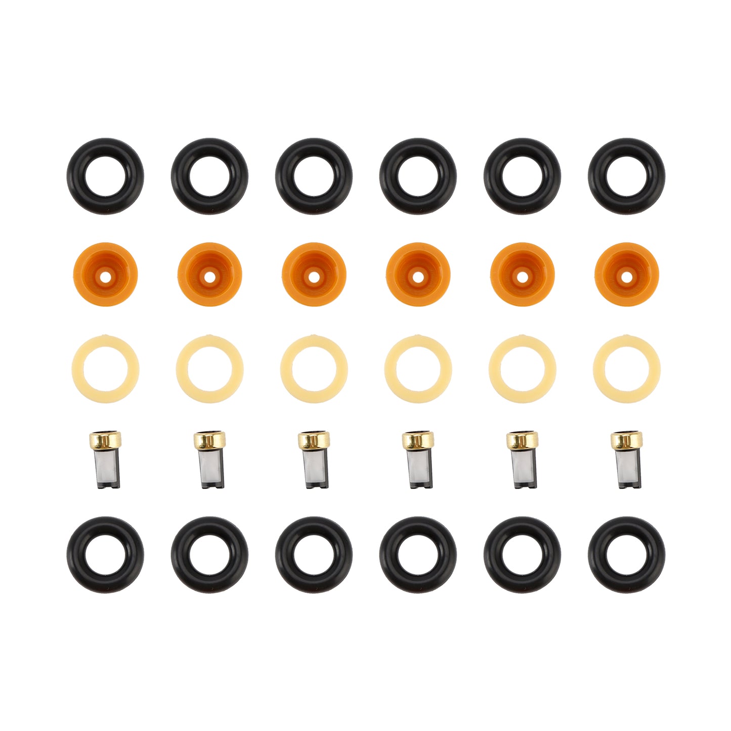 6PCS Fuel Injector O-Ring Filter Seal Fit Audi 80 90 100 A4 A6 A8 2.4 2.6 2.8
