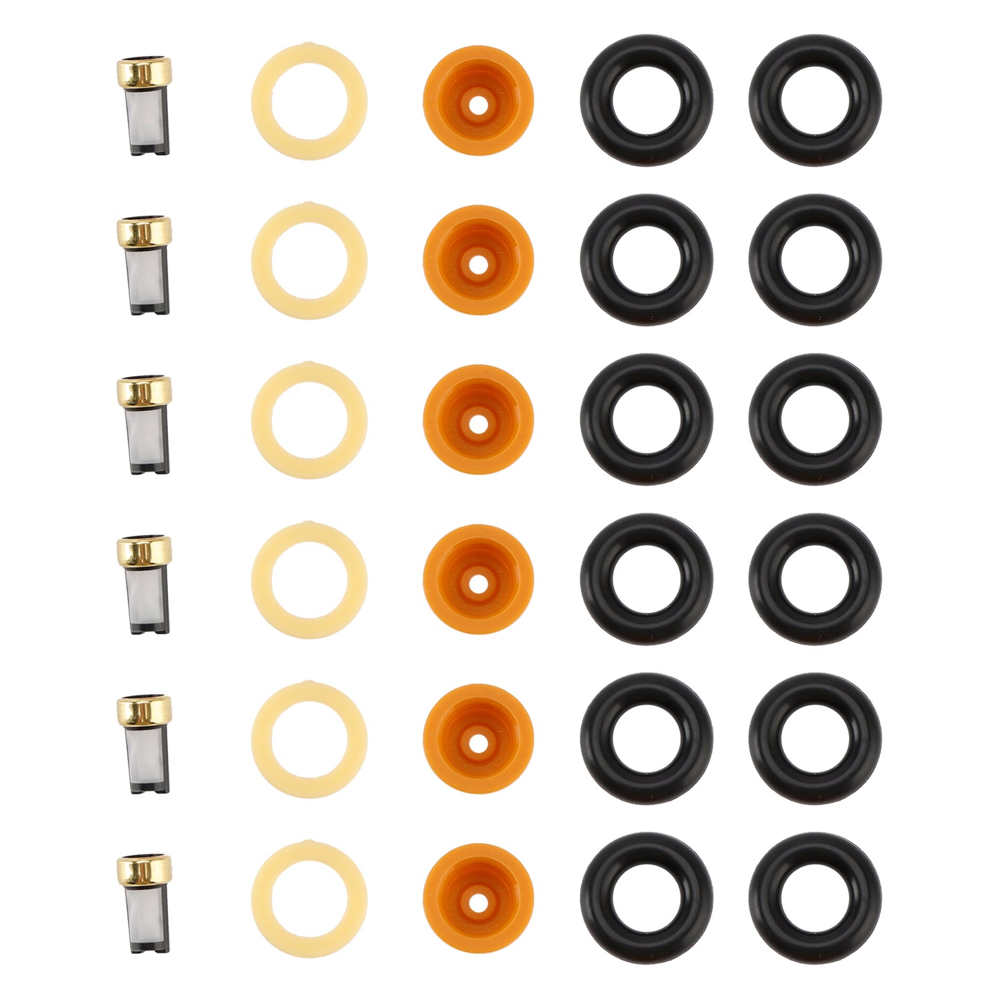 6PCS Fuel Injector O-Ring Filter Seal Fit Audi 80 90 100 A4 A6 A8 2.4 2.6 2.8